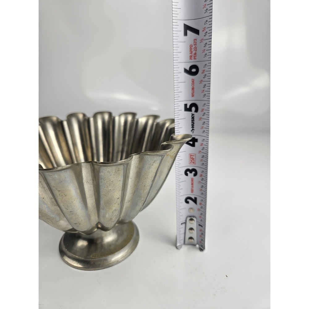 Scalloped Pedestal Pewter Bowl Model 1228 by Just Andersen Art Deco Denmark - Picture 10 of 11